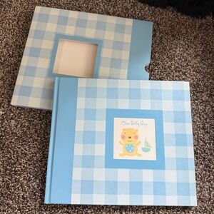 Hallmark Our‎ Baby Boy Memory Book Photo Album Keepsake Gingham Bear 70pages